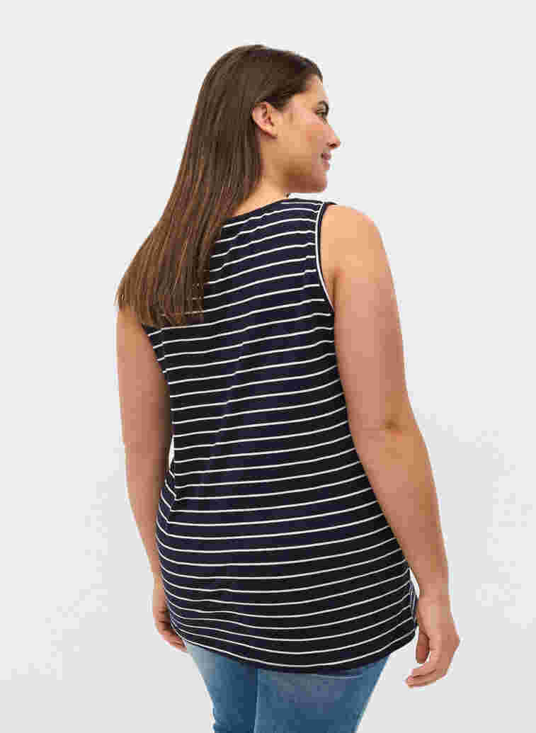 Gestreiftes Top aus Baumwolle, Blue Stripe, Model image number 1