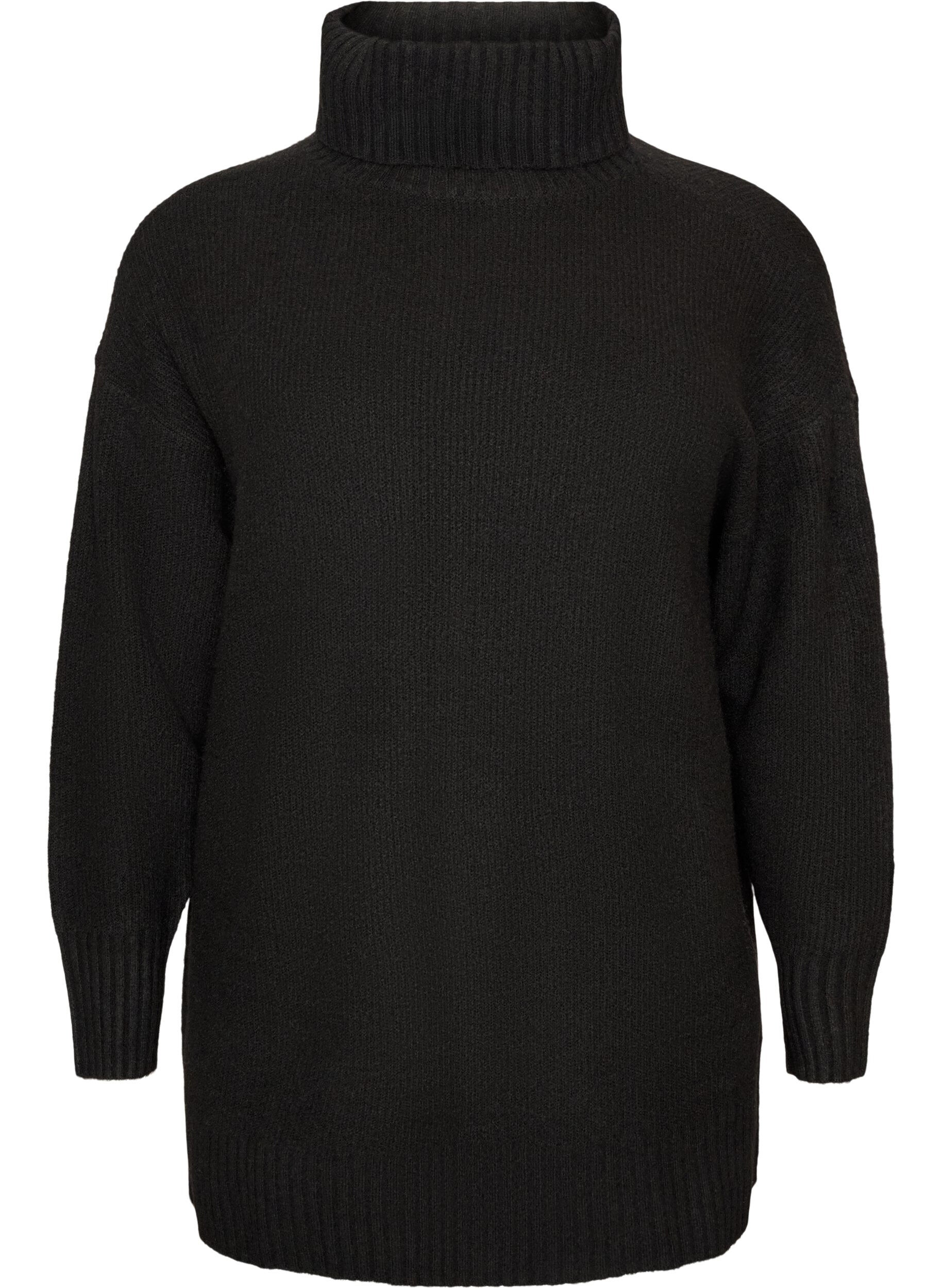 ZizziLocker gestrickter Pullover mit Rollkragen, Schwarz, Packshot image number 0