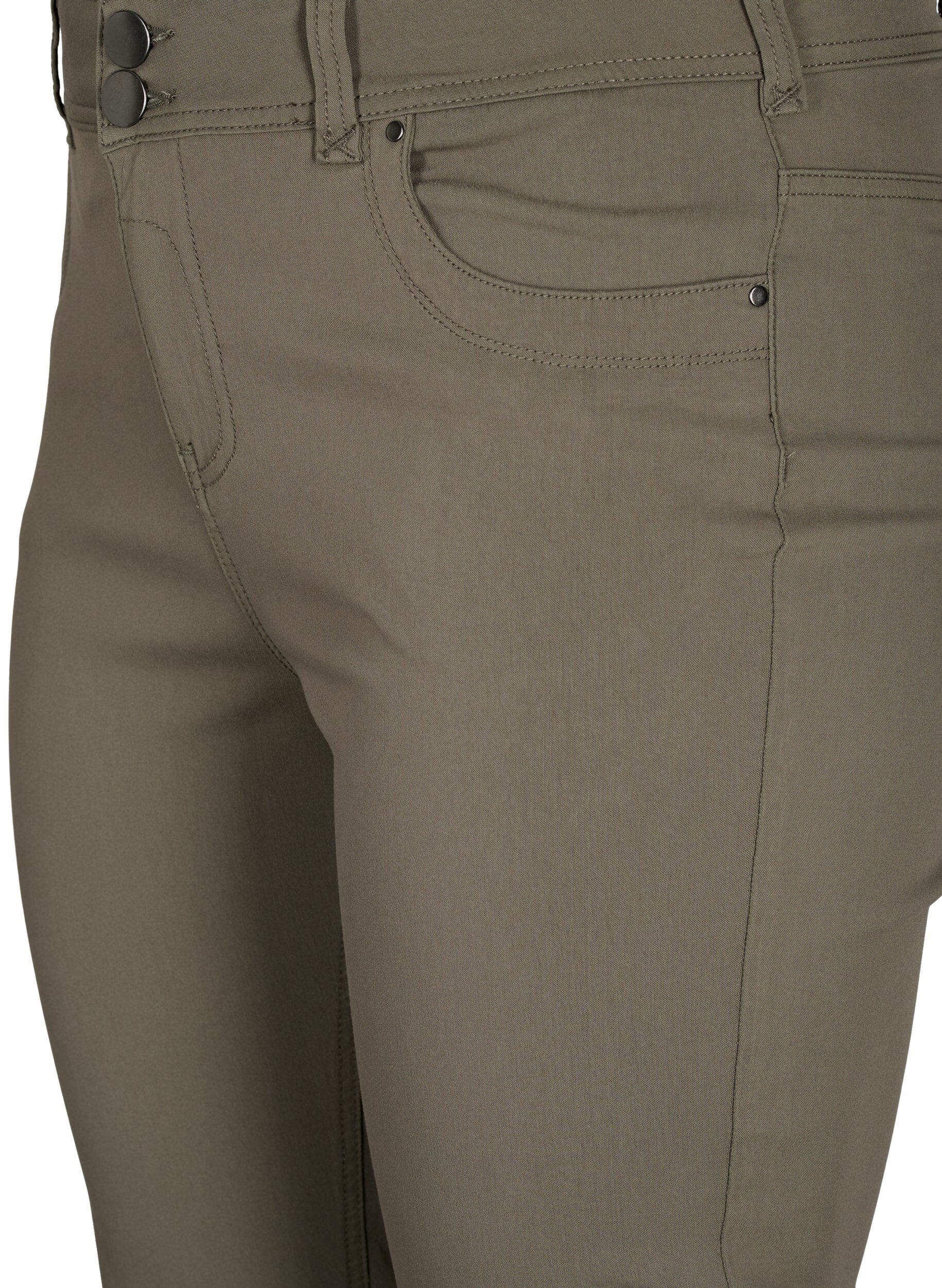 Zizzi Eng anliegende Capri-Hose aus einer Viskosemischung, Dusty Olive, Packshot image number 2