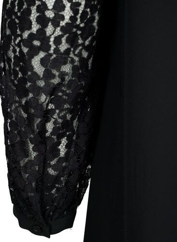 Langärmeliges Kleid mit Spitze, Black, Packshot image number 3