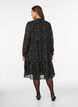 Kleid mit Allover-Muster und einer Volantlage, Schwarz, Model image number 1