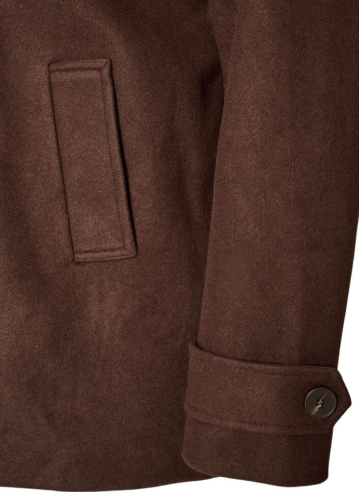 Kurzmantel mit zweireihiger Knopfleiste, Braun, Packshot image number 3