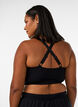 Nahtloser gerippter Sport-BH, Schwarz, Model image number 2