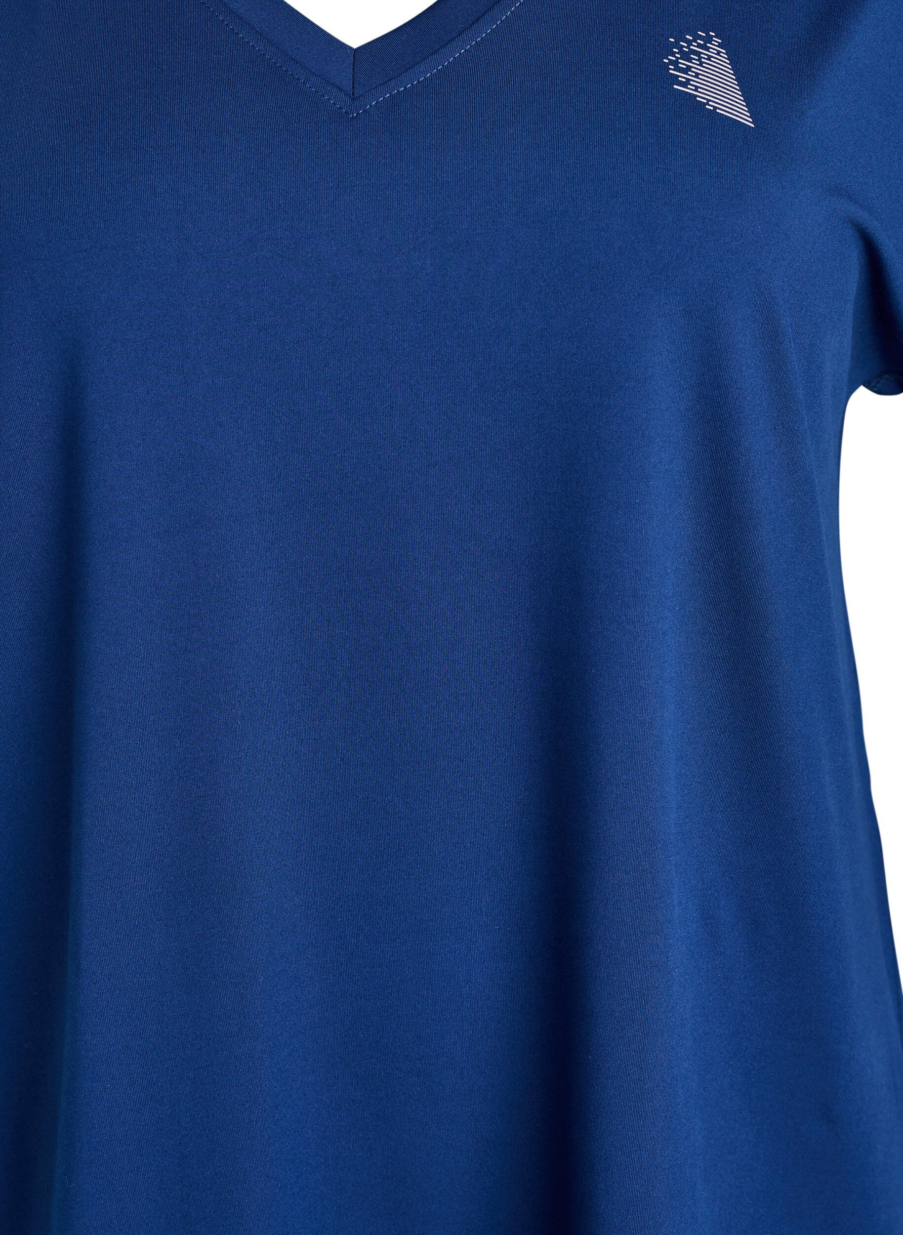 Zizzi Lockeres Trainings-T-Shirt mit V-Ausschnitt, Blau, Packshot image number 2