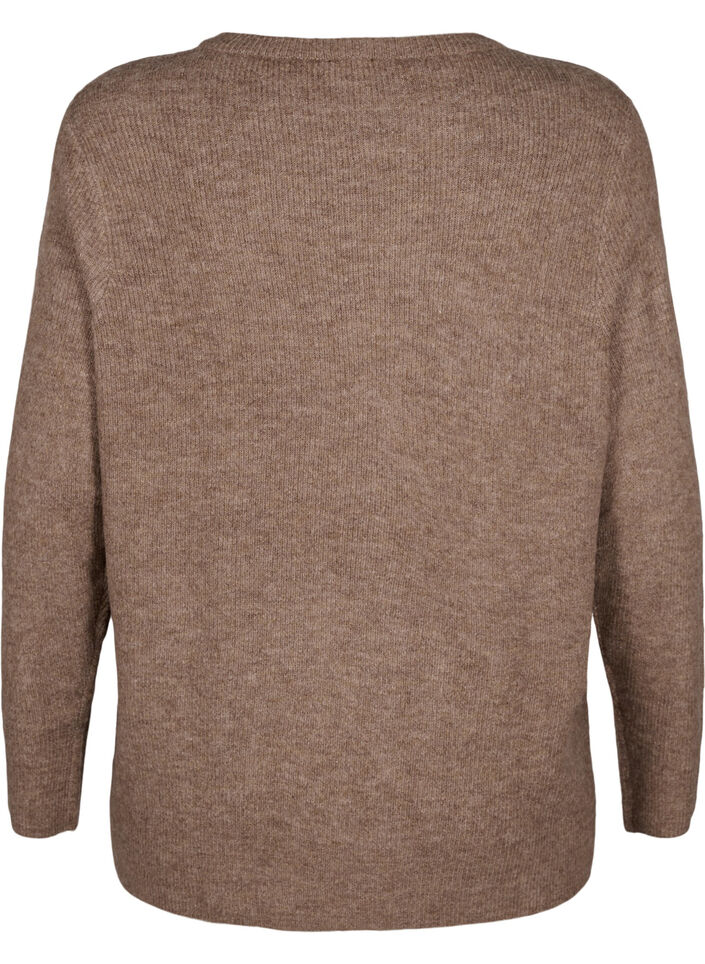 Melange-Pullover mit Rundhalsausschnitt	, Caribou Mel., Packshot image number 1