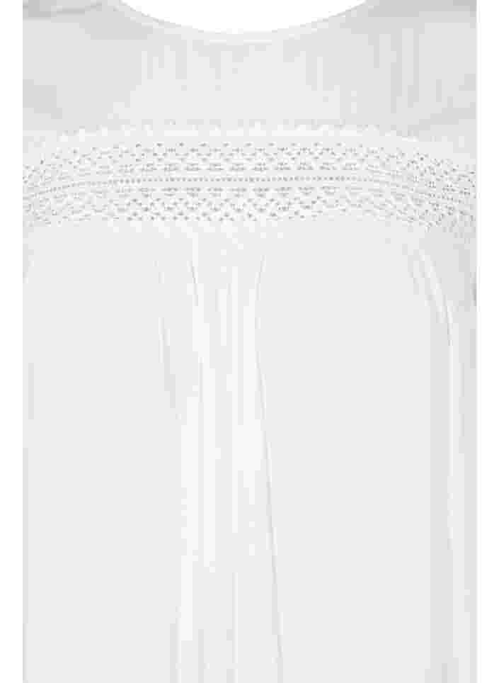 Viskosekleid mit Spitzendetails, Off White, Packshot image number 2