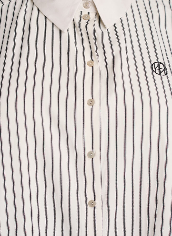 Lockeres gestreiftes Hemd mit breiten Manschetten, Wei&szlig;, Packshot image number 2