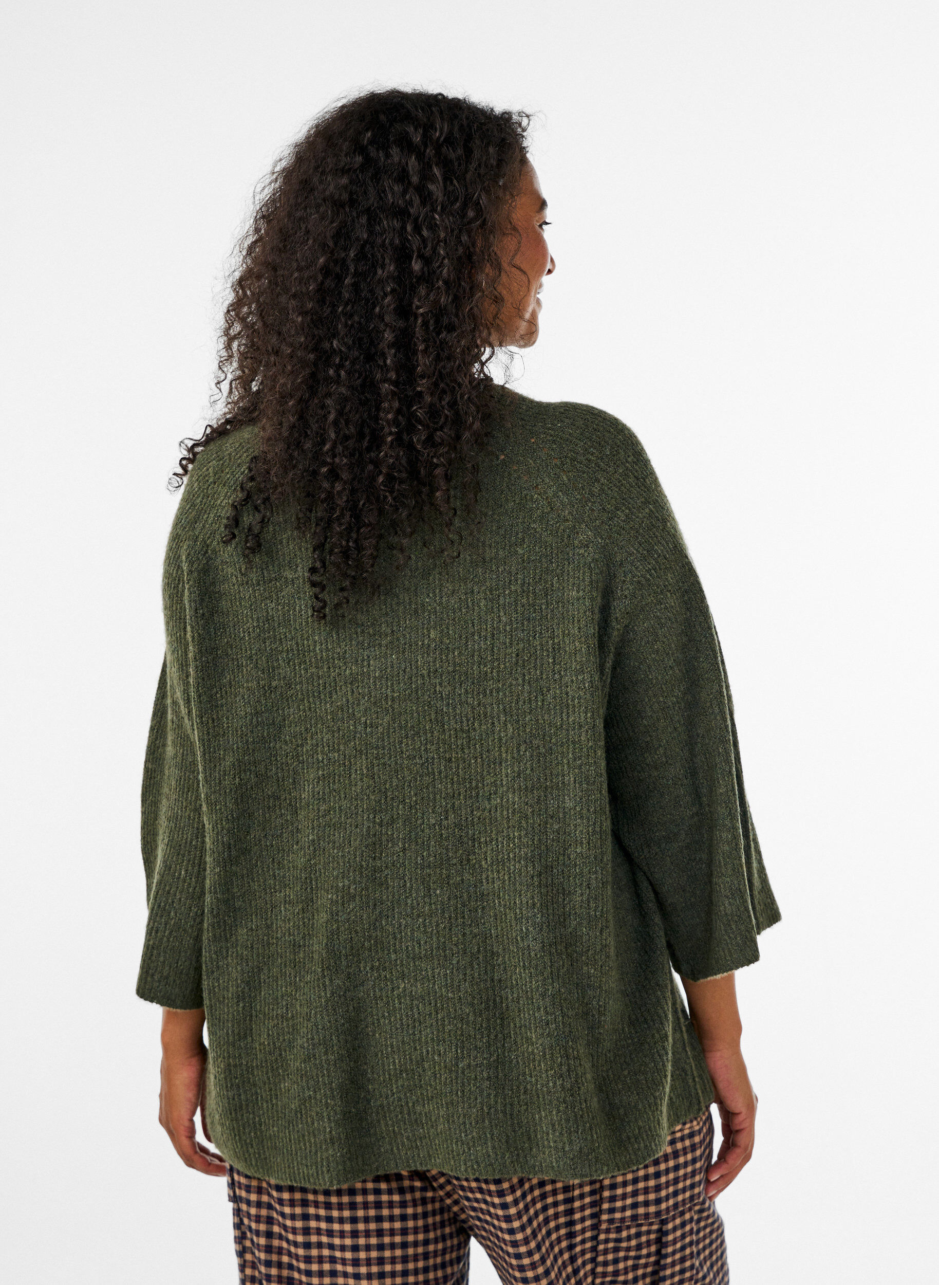 ZizziRipppullover mit 3/4-&Auml;rmeln, Gr&uuml;n, Model image number 2