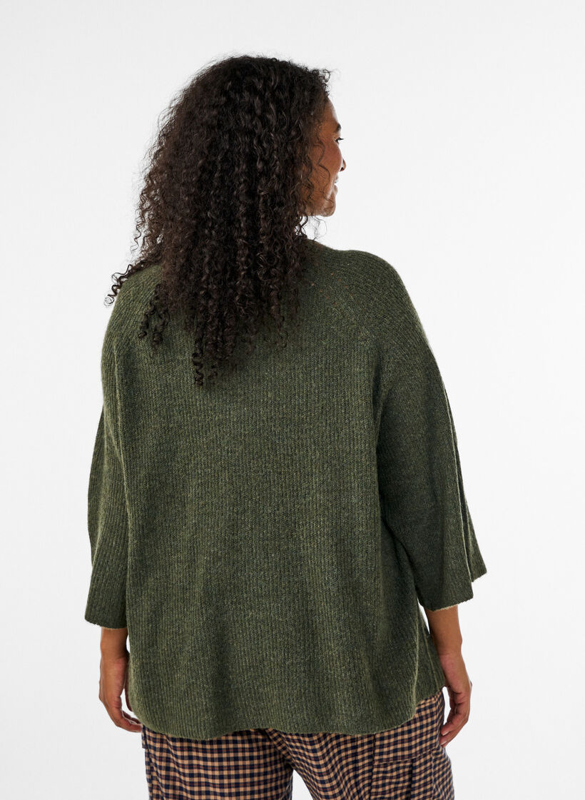 Ripppullover mit 3/4-&Auml;rmeln, Gr&uuml;n, Model image number 2