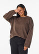 Lockerer Strickpullover mit Kontrastn&auml;hten, Braun, Model image number 0