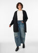 Lange Strickjacke mit Taschen, Schwarz, Model image number 1