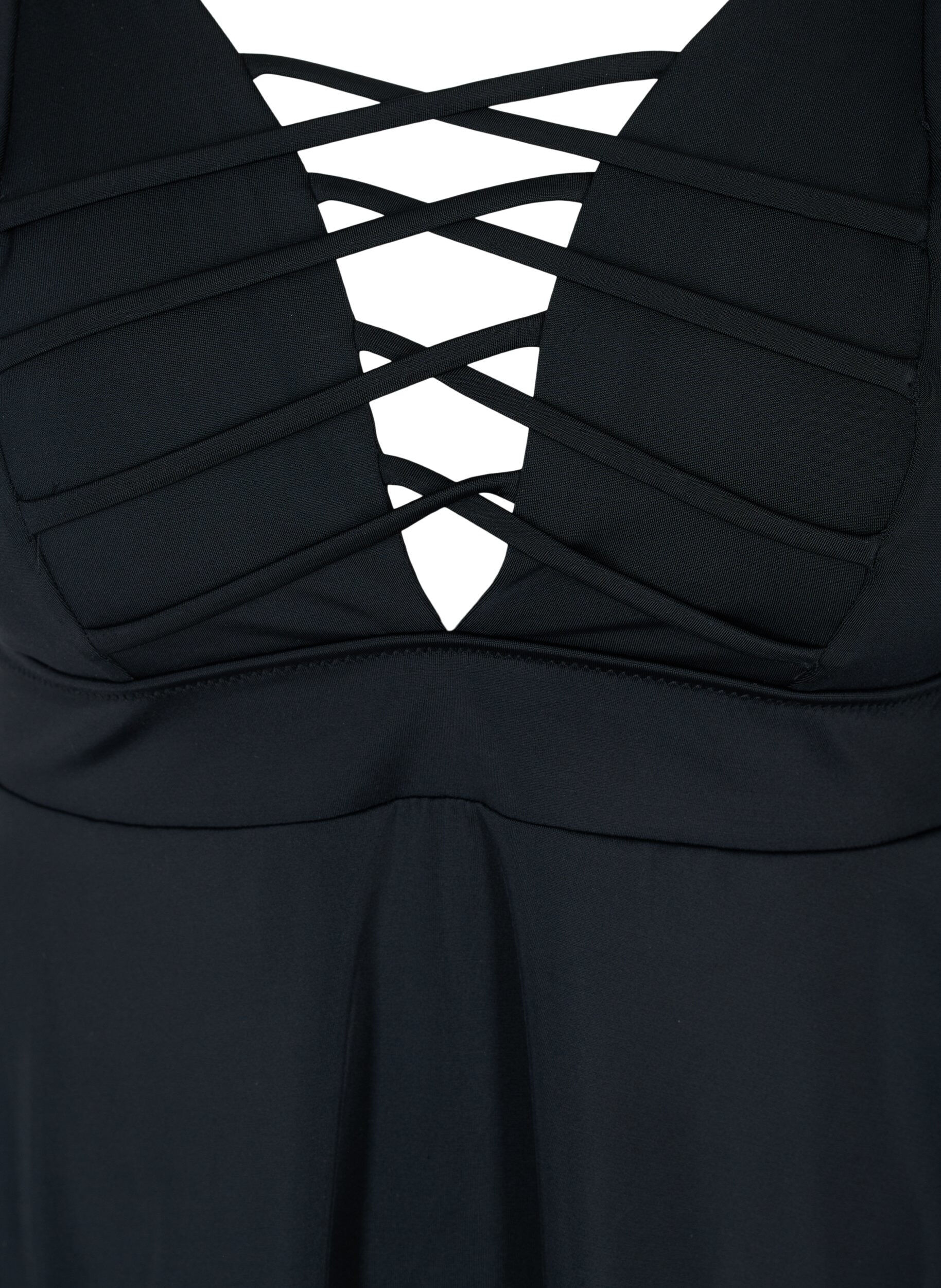 Zizzi Badekleid mit Schnurdetails, Black, Packshot image number 2