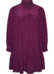 Kurzes Hemdblusenkleid mit R&uuml;schenvolant, Lila, Packshot image number 0