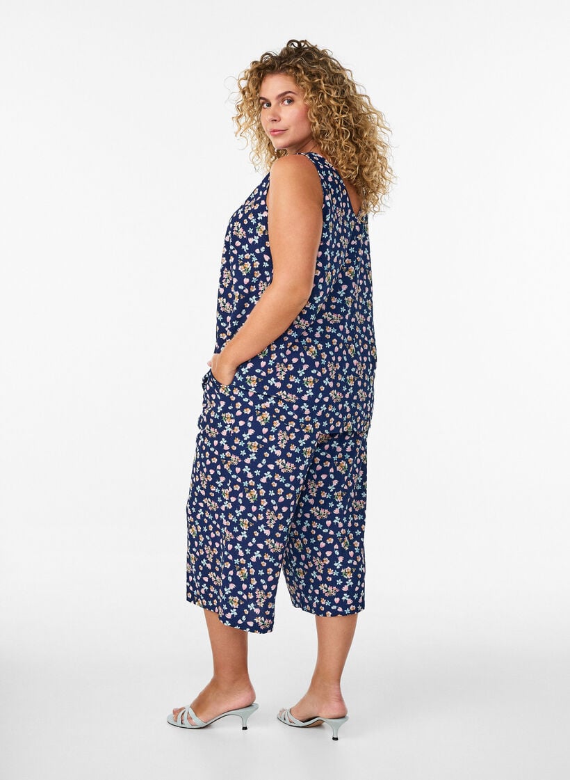 Culotte-Hose mit Print, Blau, Model image number 1