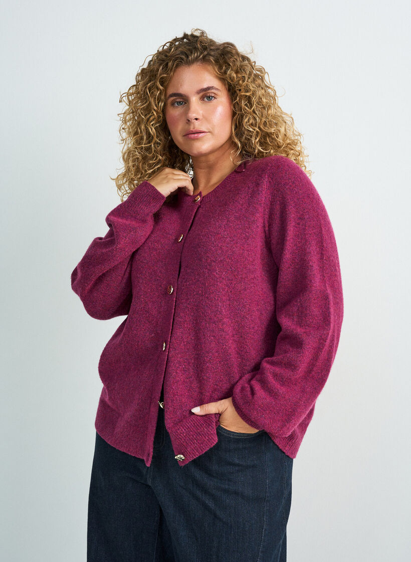 Strickjacke aus weichem Strick mit goldfarbenen Kn&ouml;pfen, Rot, Model image number 0