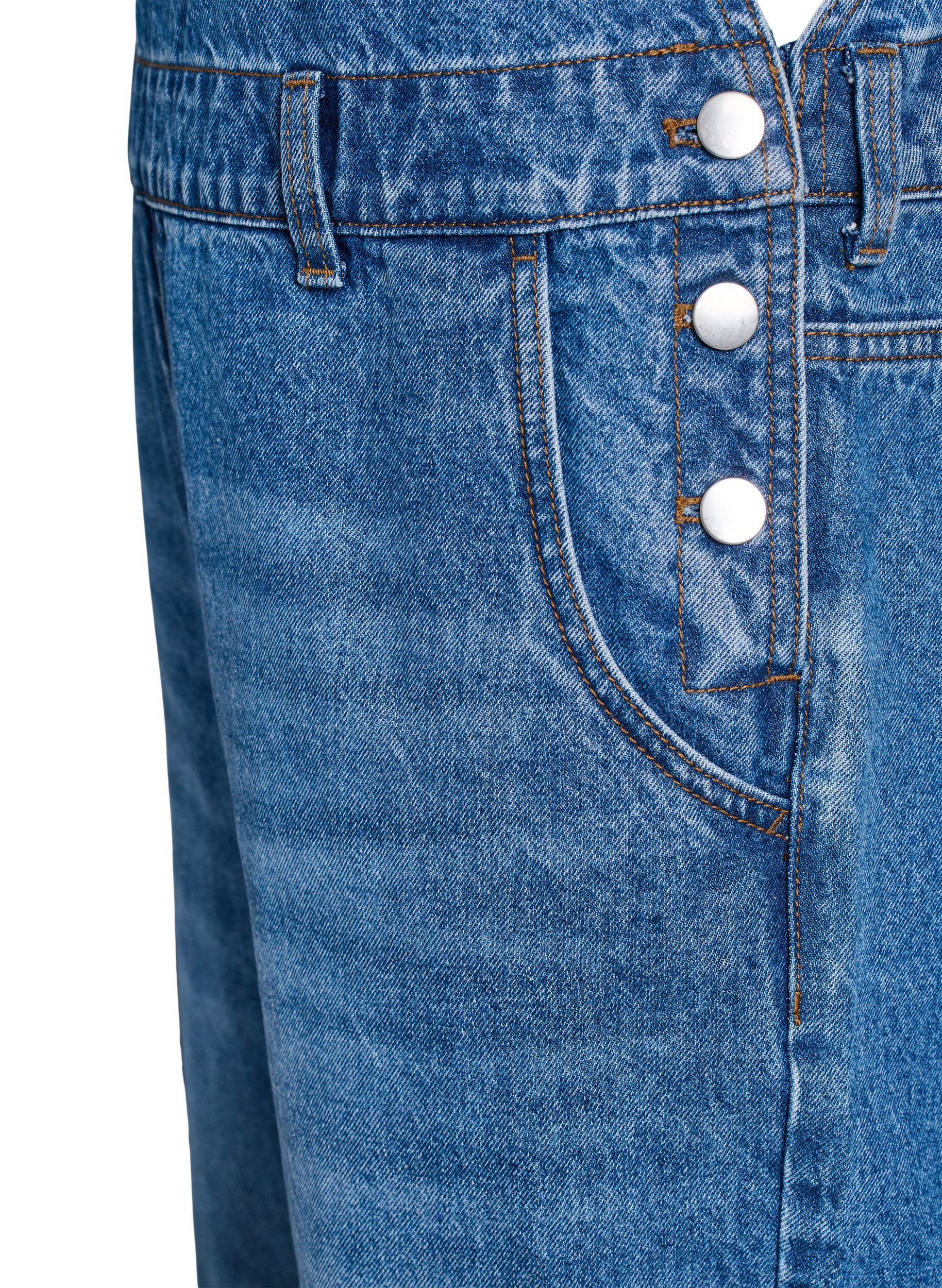 Zizzi Jeans-Latzhose mit weitem Bein, Blau, Packshot image number 4
