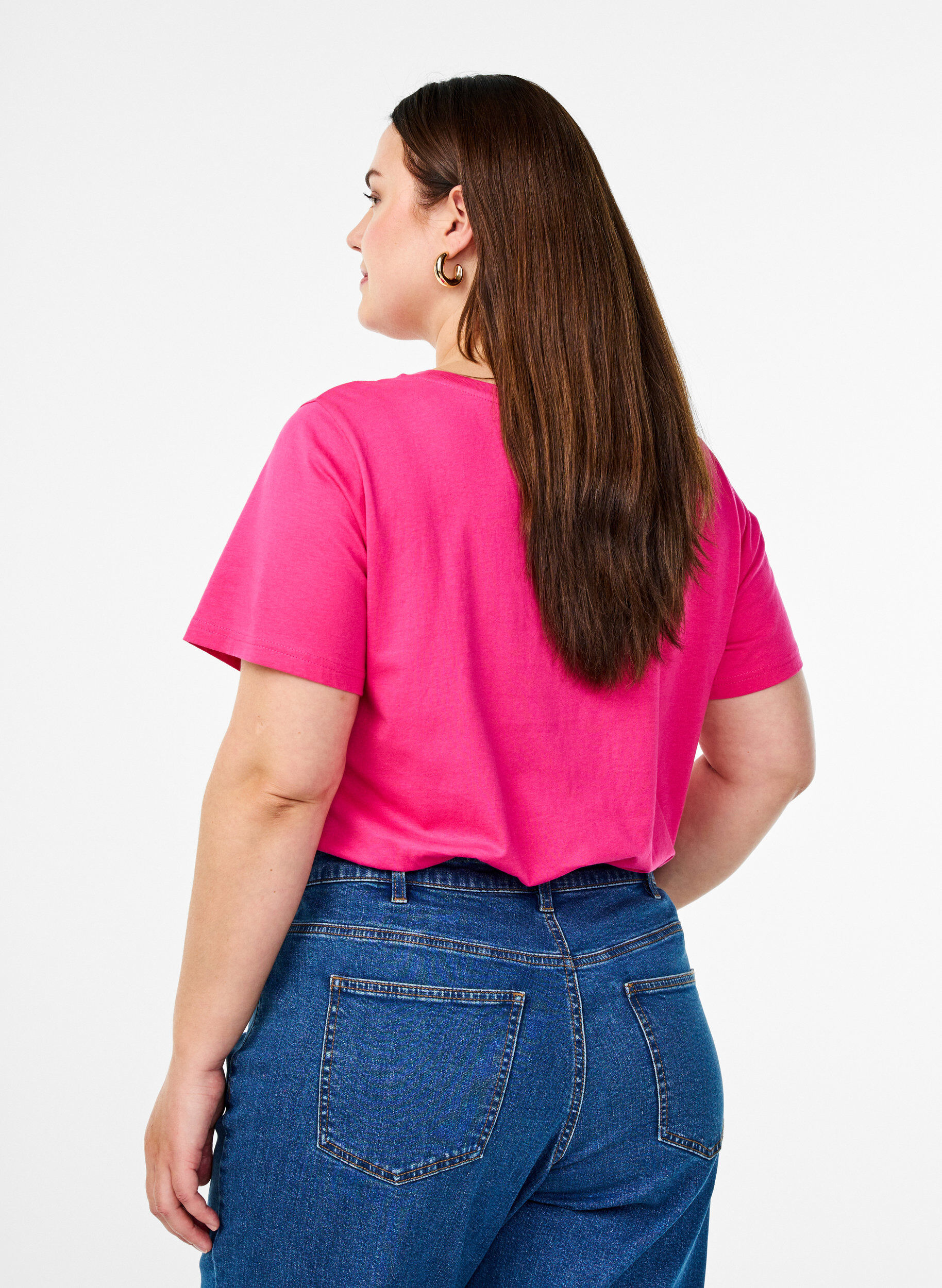 Zizzi Baumwoll-T-Shirt mit Motiv, Raspb. w. Strawberry, Model image number 1