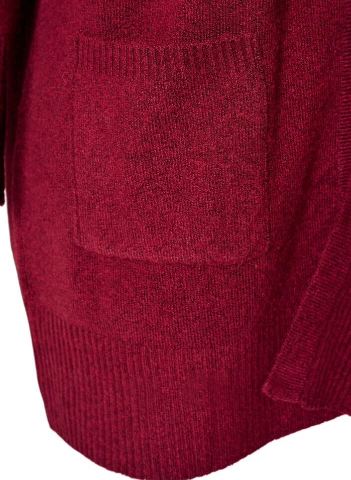Strickjacke mit Rippenstrick und Taschen, Rot, Packshot image number 3