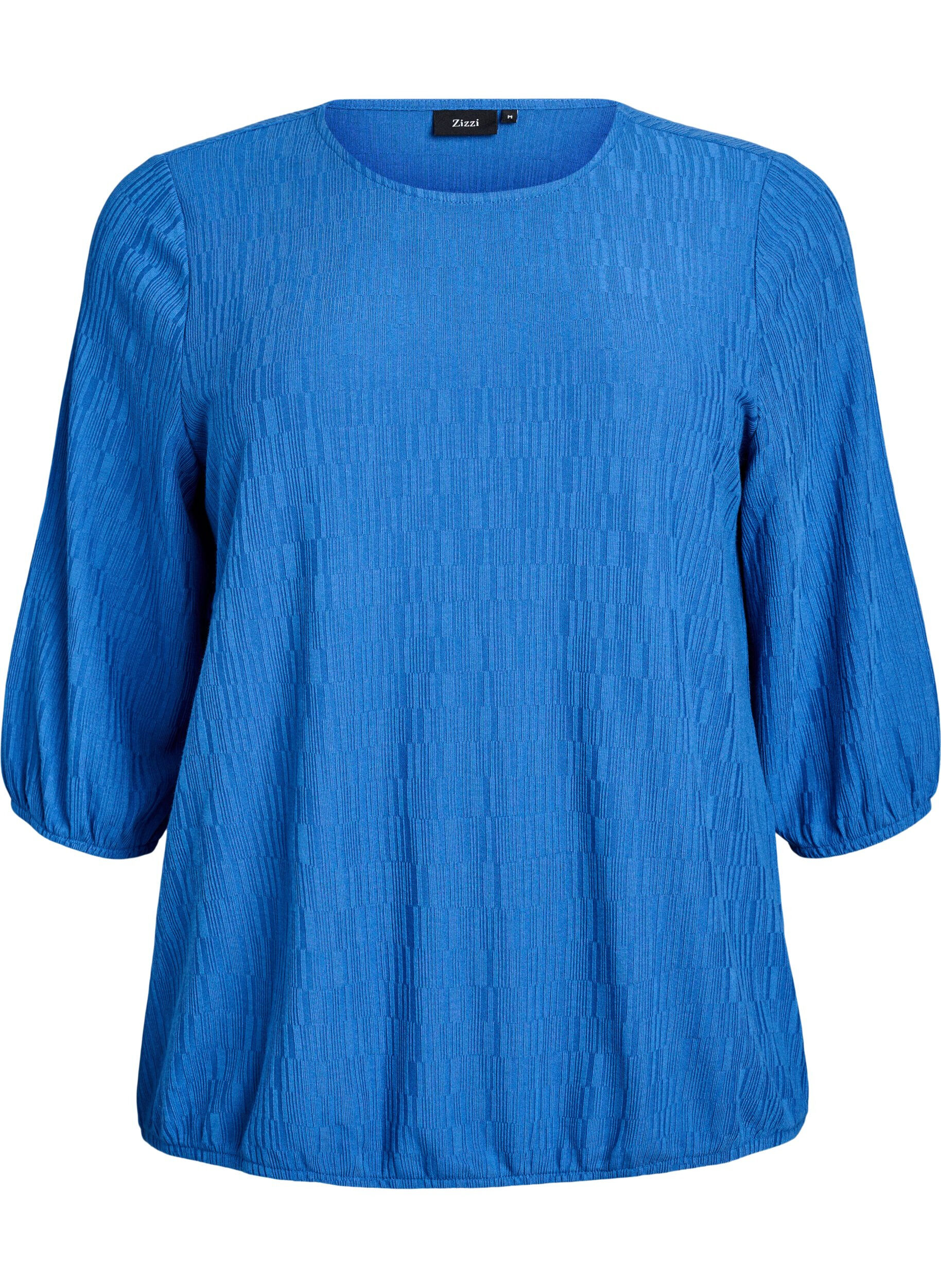 ZizziBluse mit Struktur und 3/4-&Auml;rmeln, Blau, Packshot image number 0