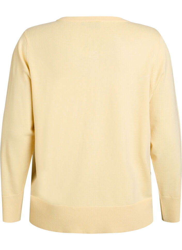 Feinstrick-Strickjacke mit Rundhalsausschnitt, Gelb, Packshot image number 1