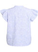 Ärmellose Bluse mit Streifen und Blumendruck, Blau, Packshot image number 1