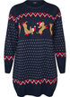 Kurzes Strickkleid mit Weihnachtsmotiv, Blau, Packshot image number 0