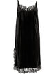 Samtkleid mit Spitze und Seitenschlitz, Schwarz, Packshot image number 1