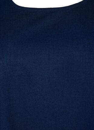 Kurzärmelige Bluse aus Baumwollmischung mit Leinen, Navy Blazer, Packshot image number 2