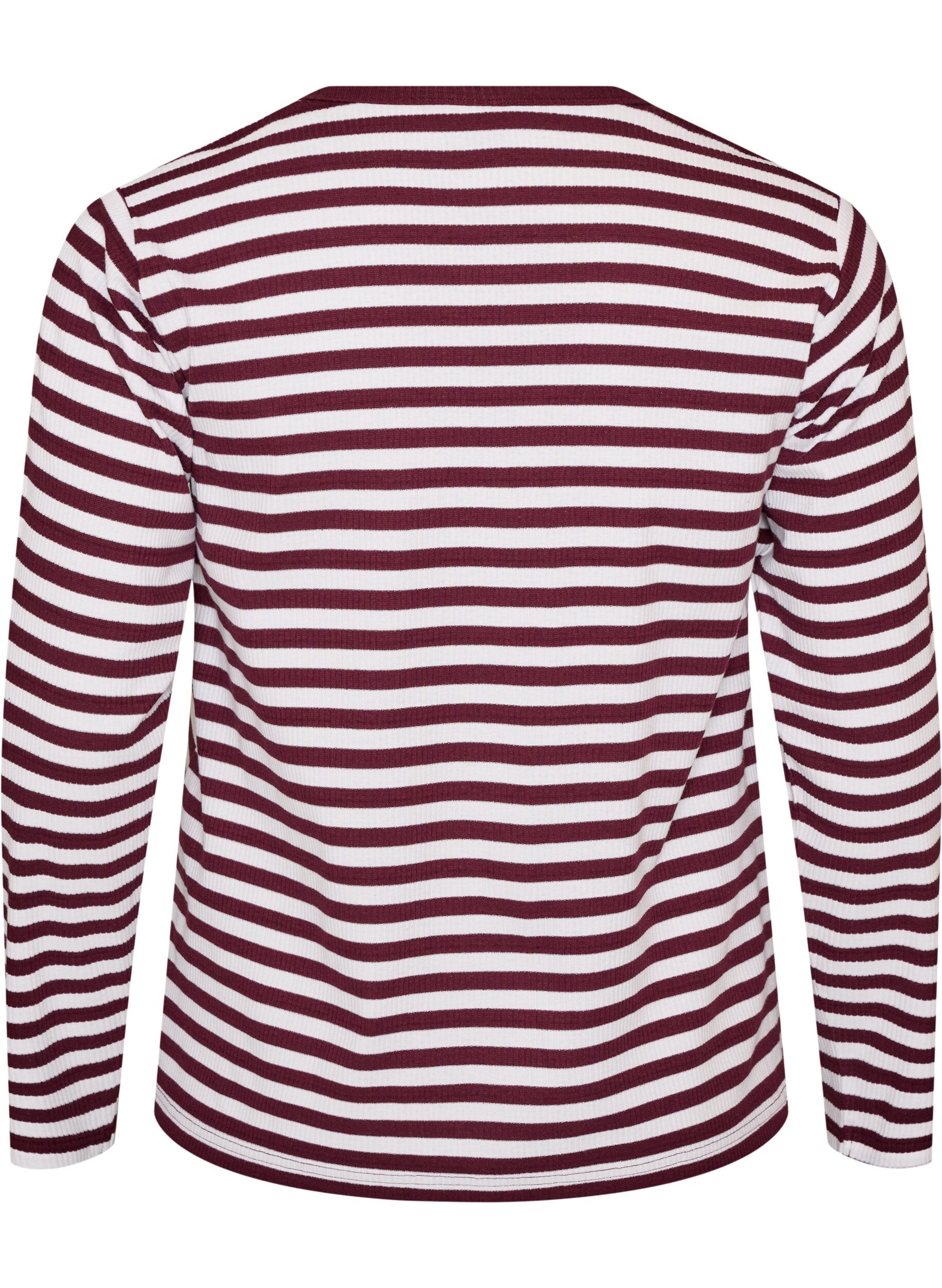 ZizziLang&auml;rmeliges Nachtoberteil aus geripptem Jersey mit Streifen, Rot, Packshot image number 1