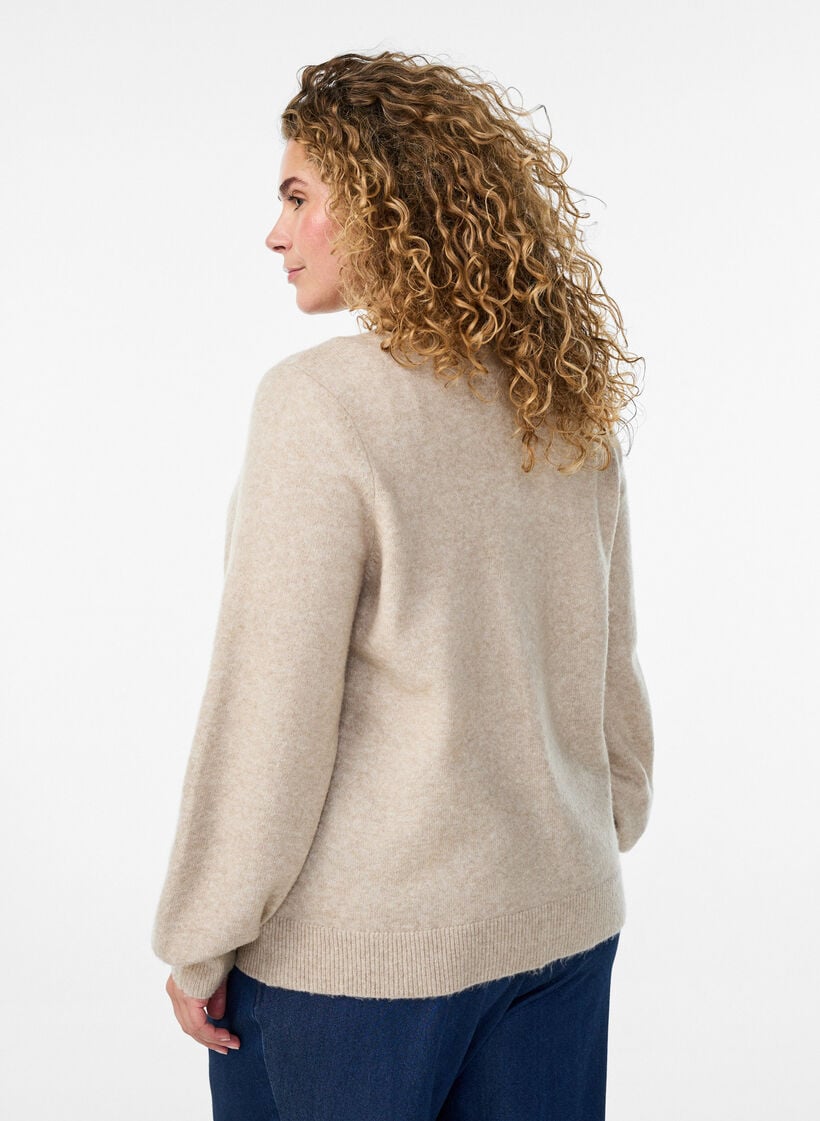 Strickjacke aus weichem Strick mit goldfarbenen Kn&ouml;pfen, Beige, Model image number 2