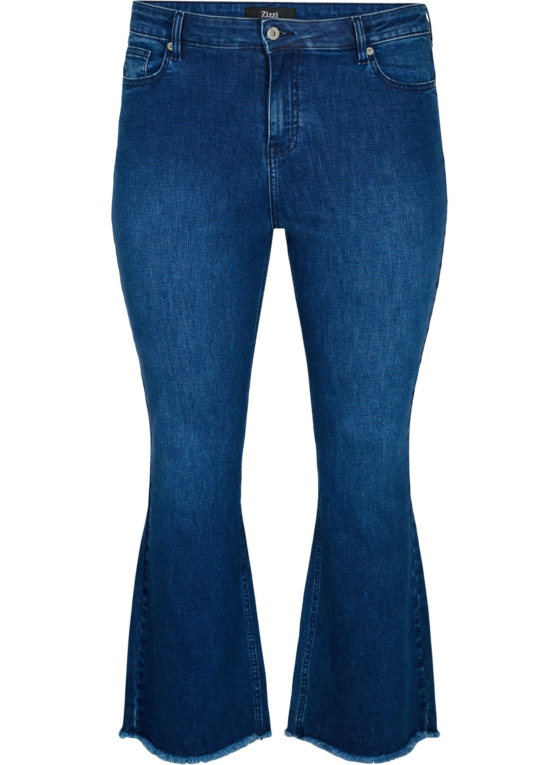 Zizzi Ellen-Bootcut-Jeans, unges&auml;umt, Blue denim, Packshot image number 0