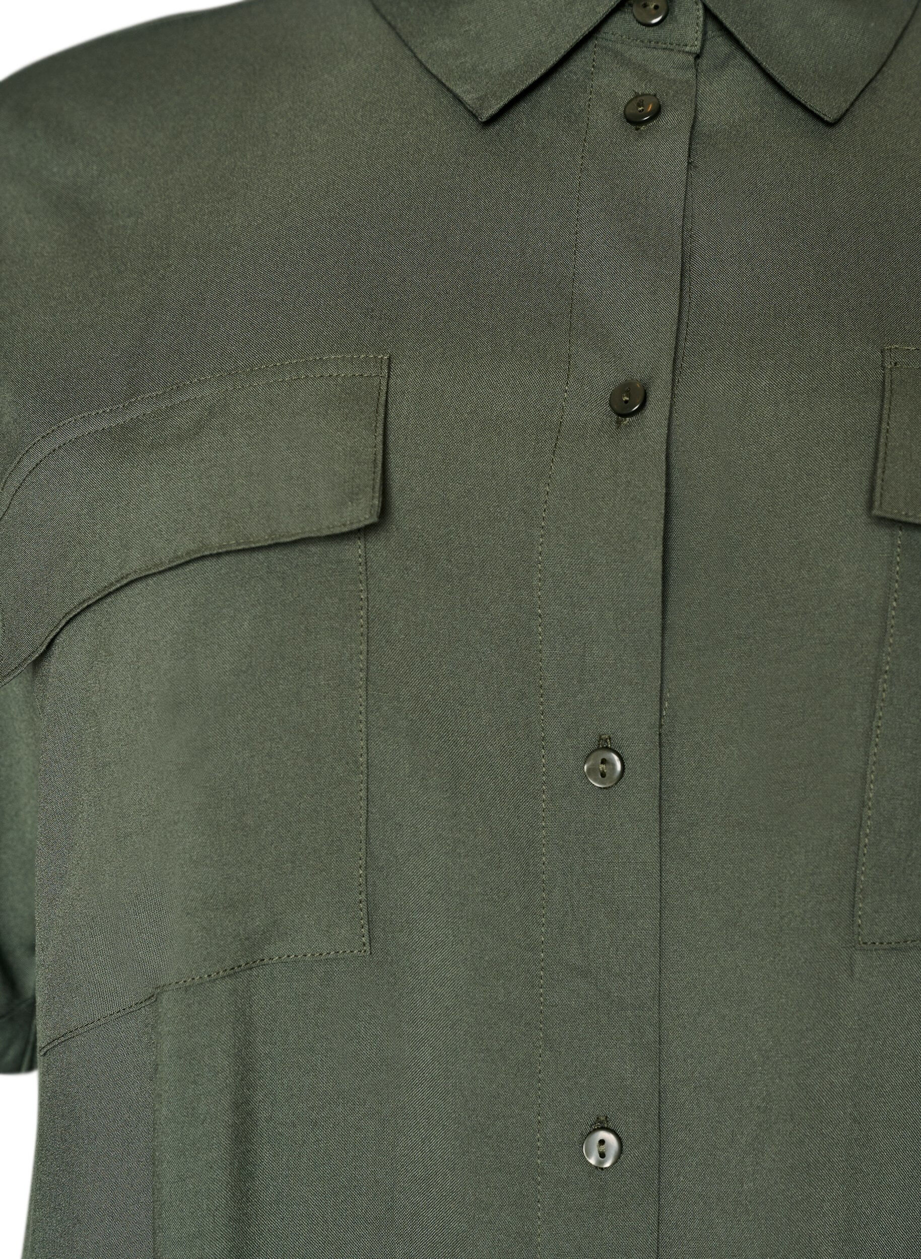 Zizzi Langes Hemdkleid mit kurzen &Auml;rmeln, Gr&uuml;n, Packshot image number 2