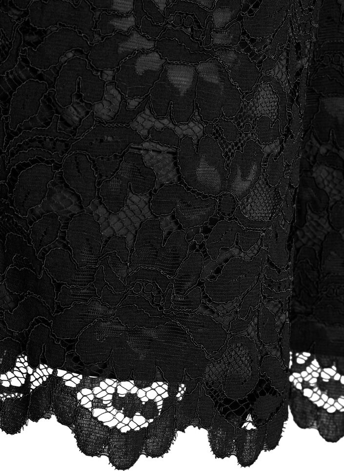 Shorts aus Spitze mit hoher Taille und Taschen, Schwarz, Packshot image number 3