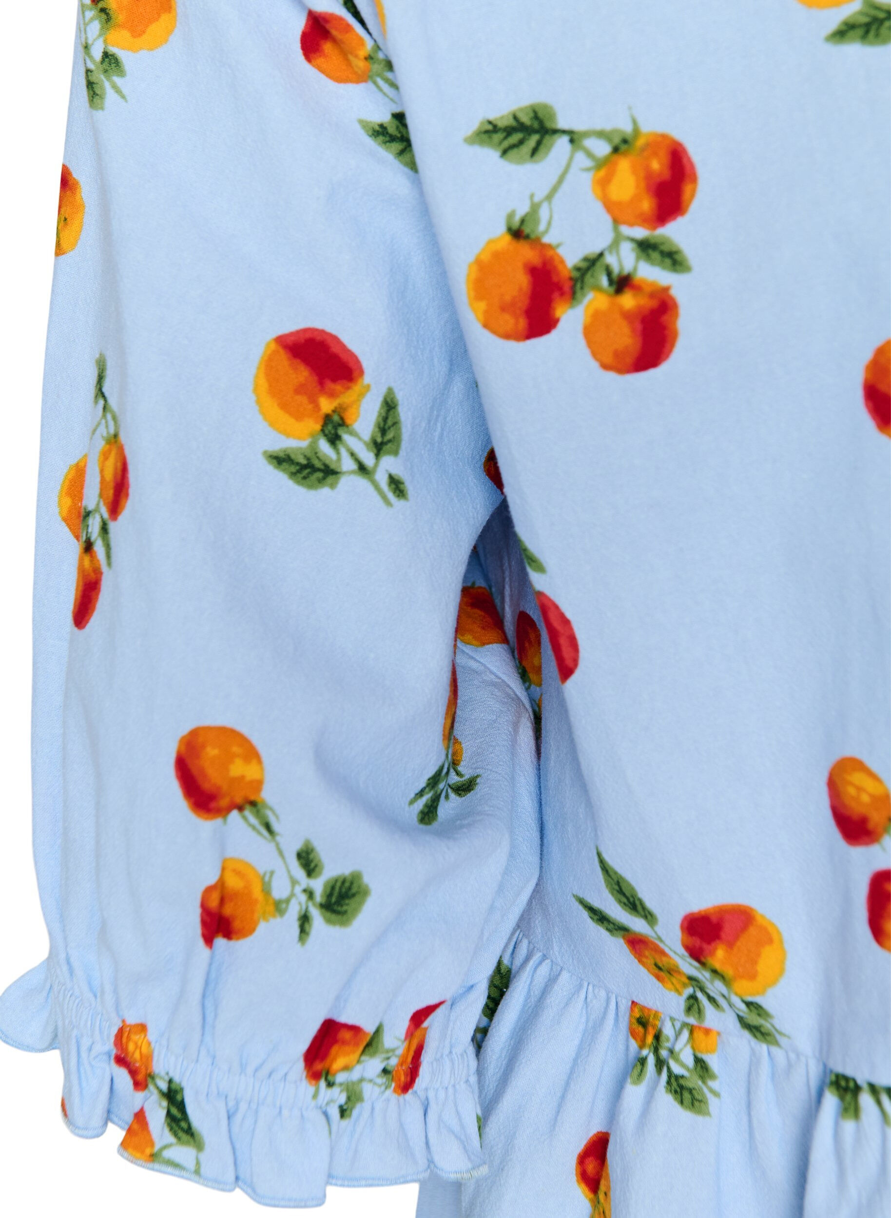ZizziBluse aus Baumwolle mit Tomaten-Print und Peplum, Blau, Packshot image number 3