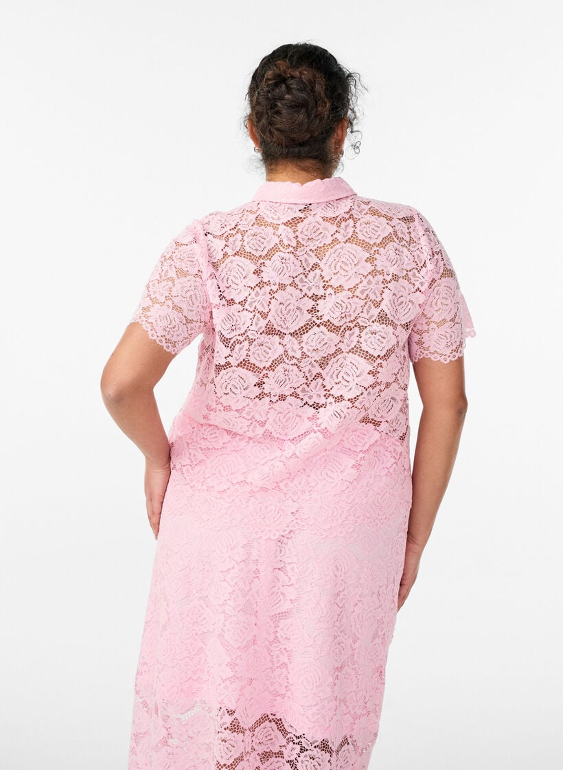 Spitzen blusenshirt mit perlenkn&ouml;pfen, Rot, Model image number 2