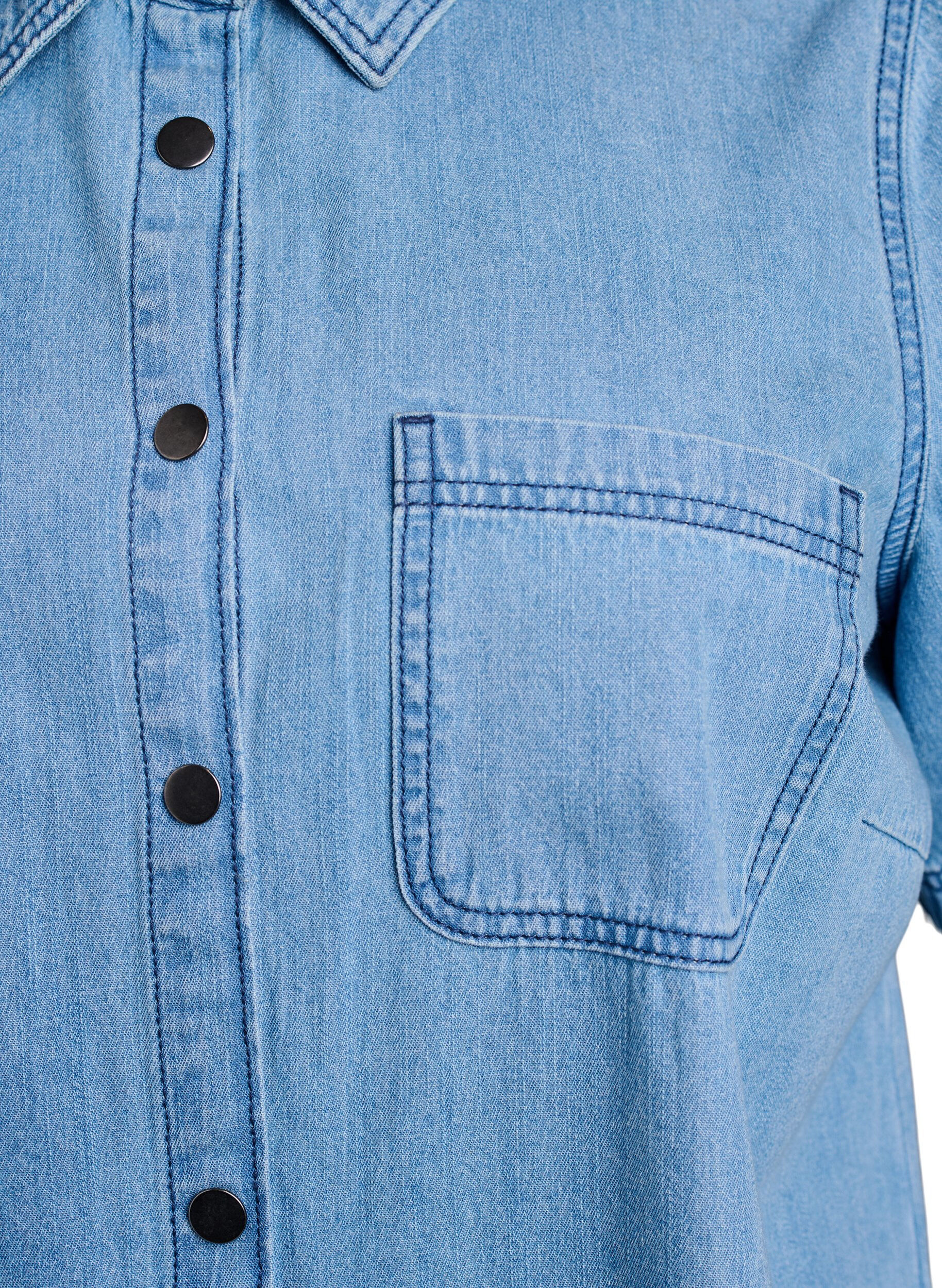ZizziJeanskleid aus Denim mit kurzen &Auml;rmeln, Blau, Packshot image number 2