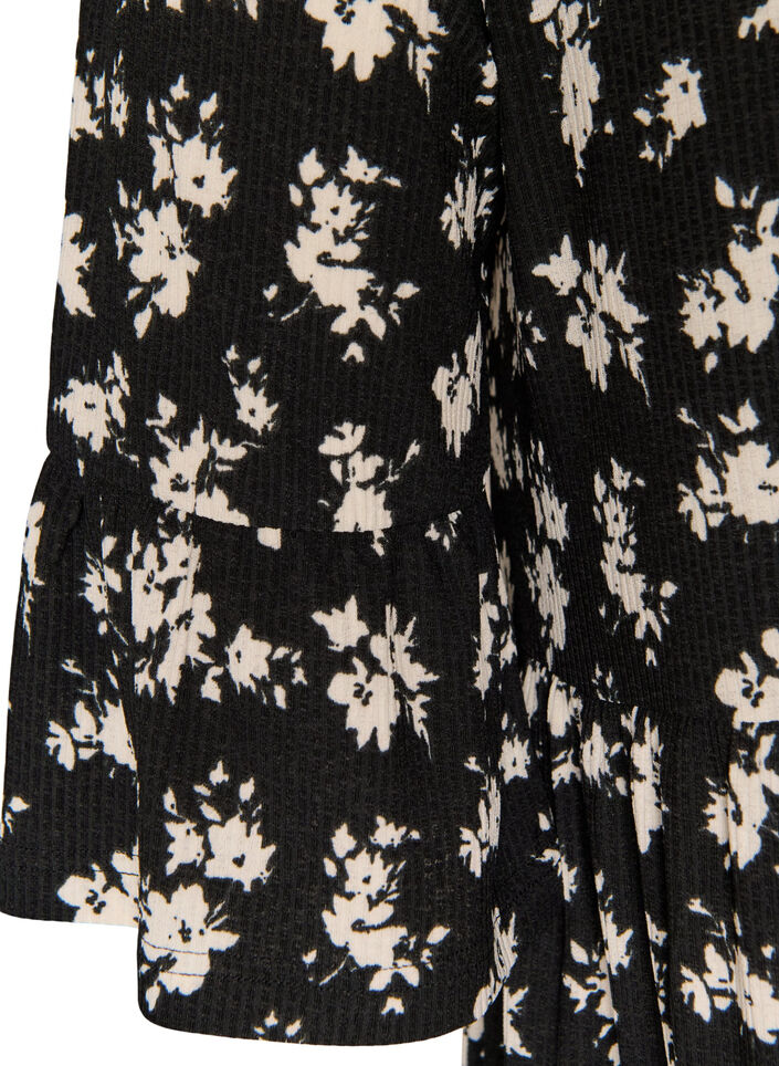Kurzes A-Linien-Kleid aus Jersey mit Allover-Print, Schwarz, Packshot image number 3