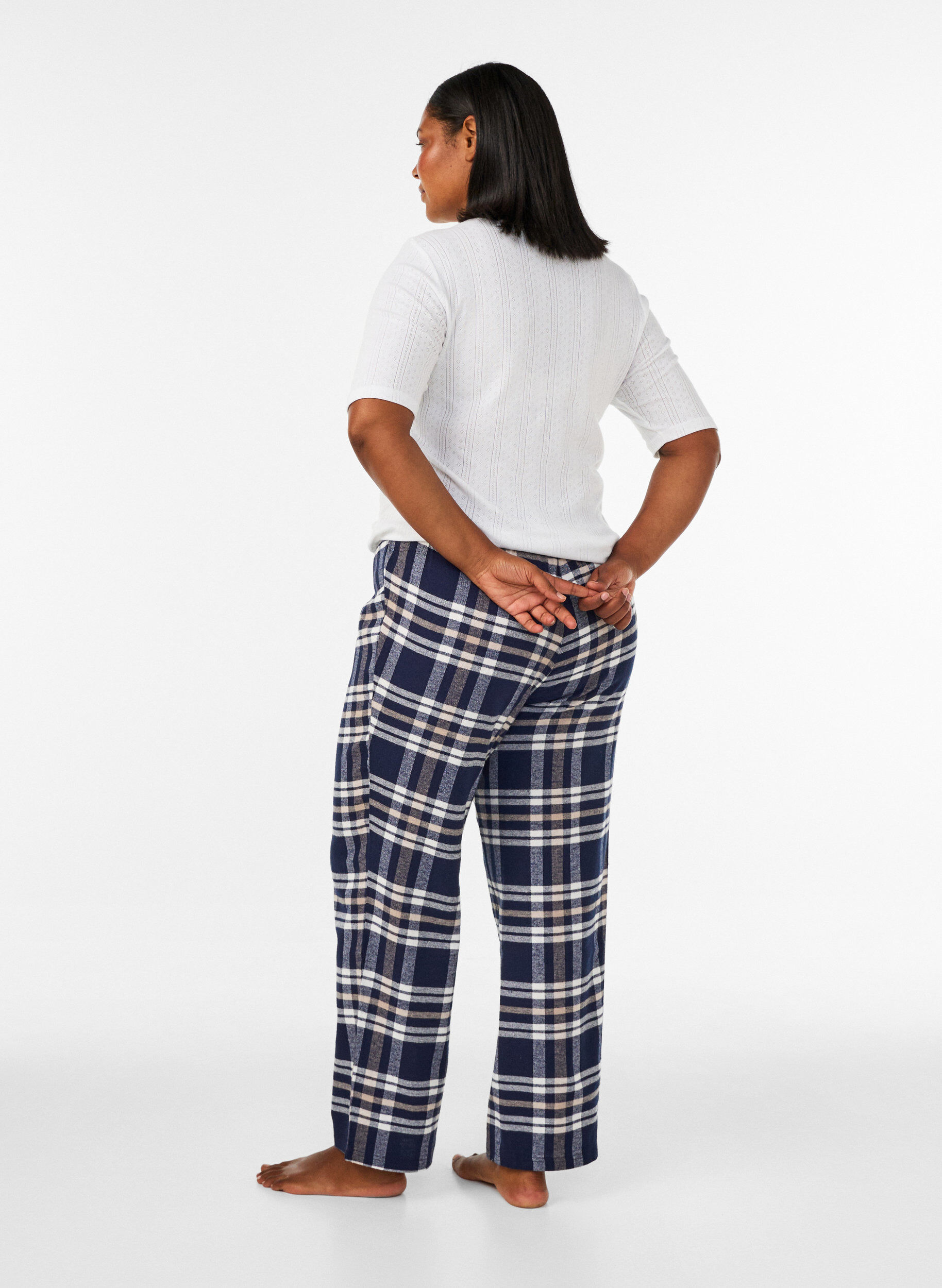 ZizziKarierte Pyjamahose aus Baumwolle, Blau, Model image number 2