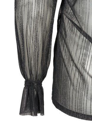 Leicht transparente Bluse mit Lurex, Black w. Silver, Packshot image number 3