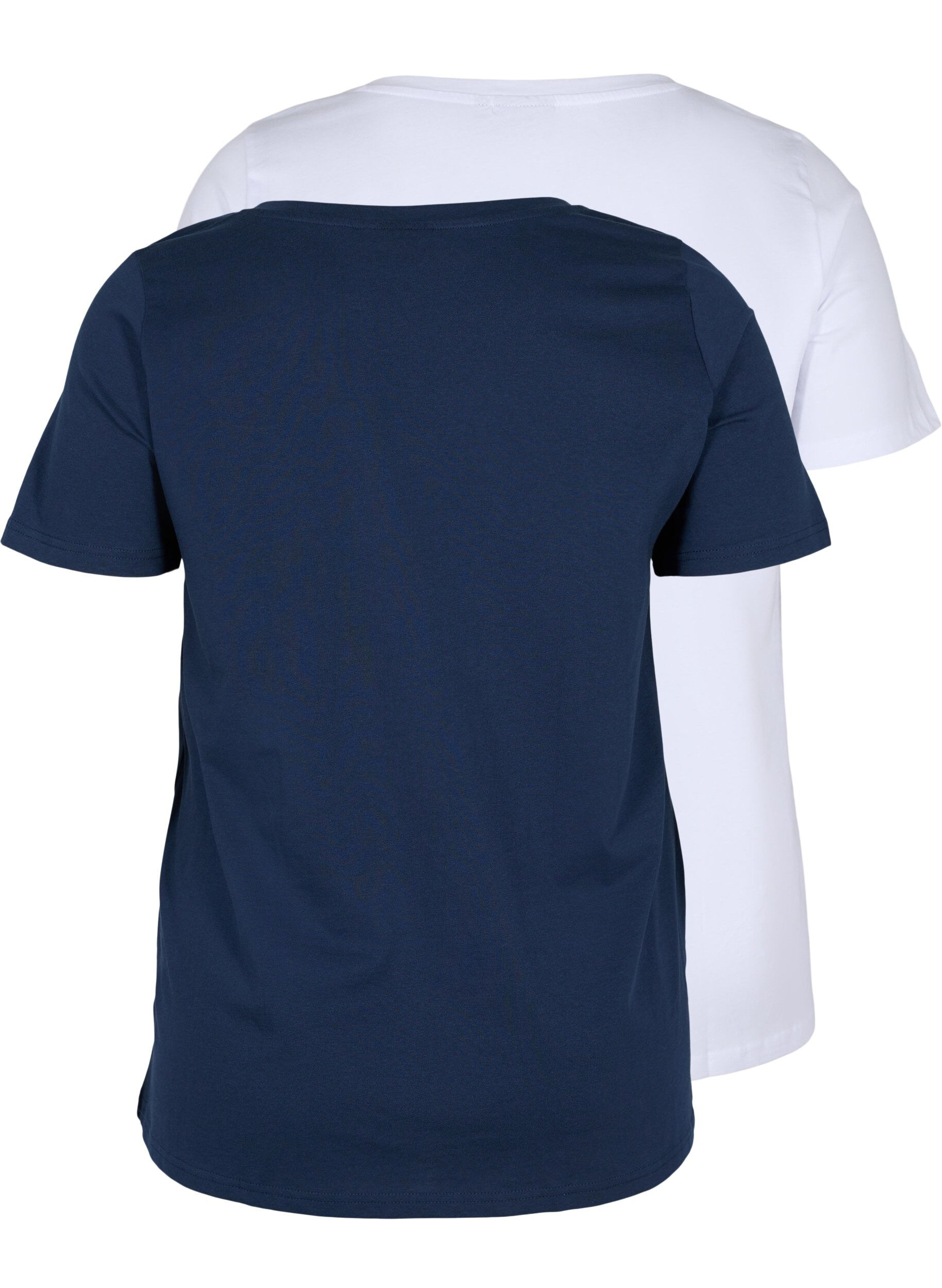 Zizzi 2er-Pack basic T-Shirts aus Baumwolle, Navy B/B White, Packshot image number 1