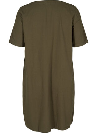 Kurzarm Kleid aus Baumwolle mit Knöpfen, Ivy Green, Packshot image number 1