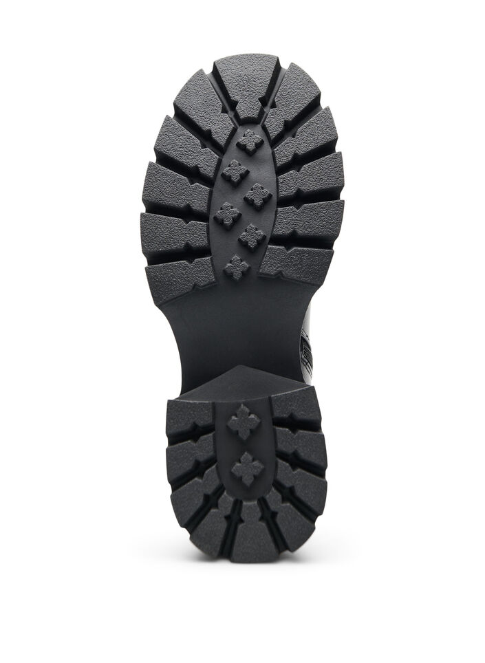 Chelsea-Boot mit klobiger Sohle und gerippten Eins&auml;tzen, Schwarz, Packshot image number 4