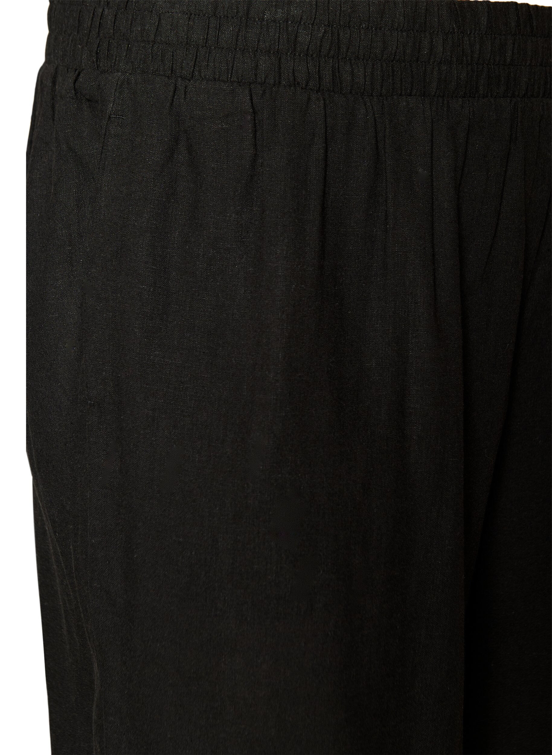 Zizzi Hoch taillierte Shorts aus Leinen und Viskose, Schwarz, Packshot image number 2