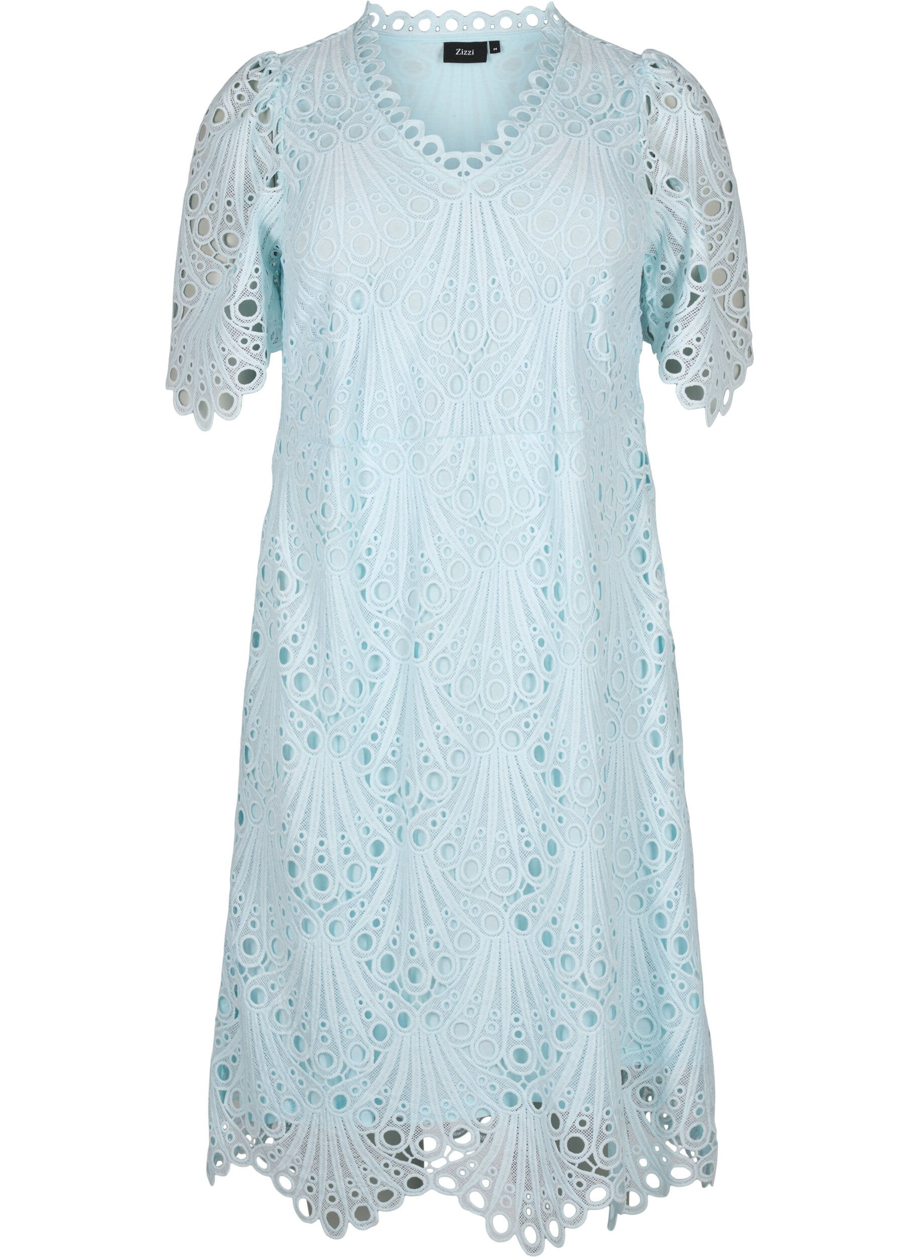 Zizzi H&auml;kelkleid mit kurzen &Auml;rmeln, Delicate Blue, Packshot image number 0