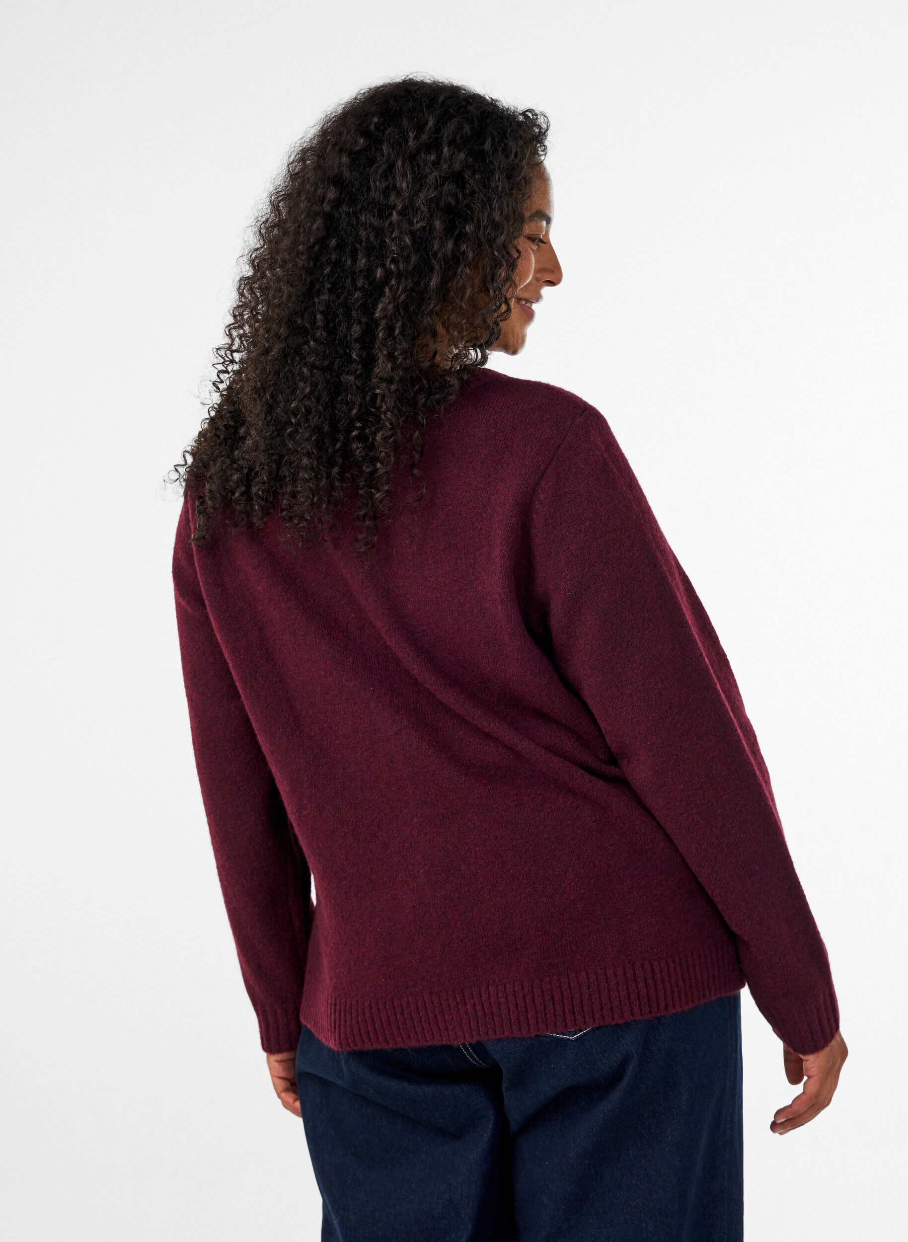 ZizziStrickjacke mit Bl&uuml;tendetail, Dunkles Bordeaux, Model image number 2