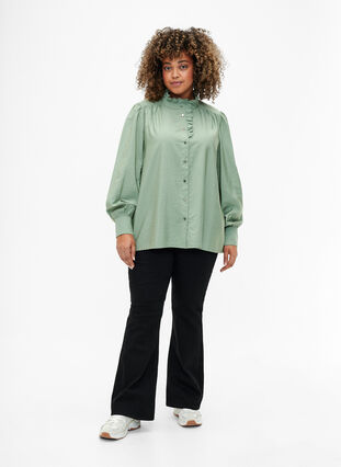 Viskose Shirt Bluse mit Ruffles, Green Bay, Model image number 2