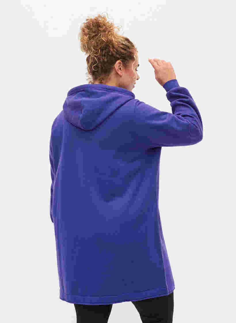 Langes Sweatshirt mit Kapuze und Taschen, Deep Blue, Model image number 1