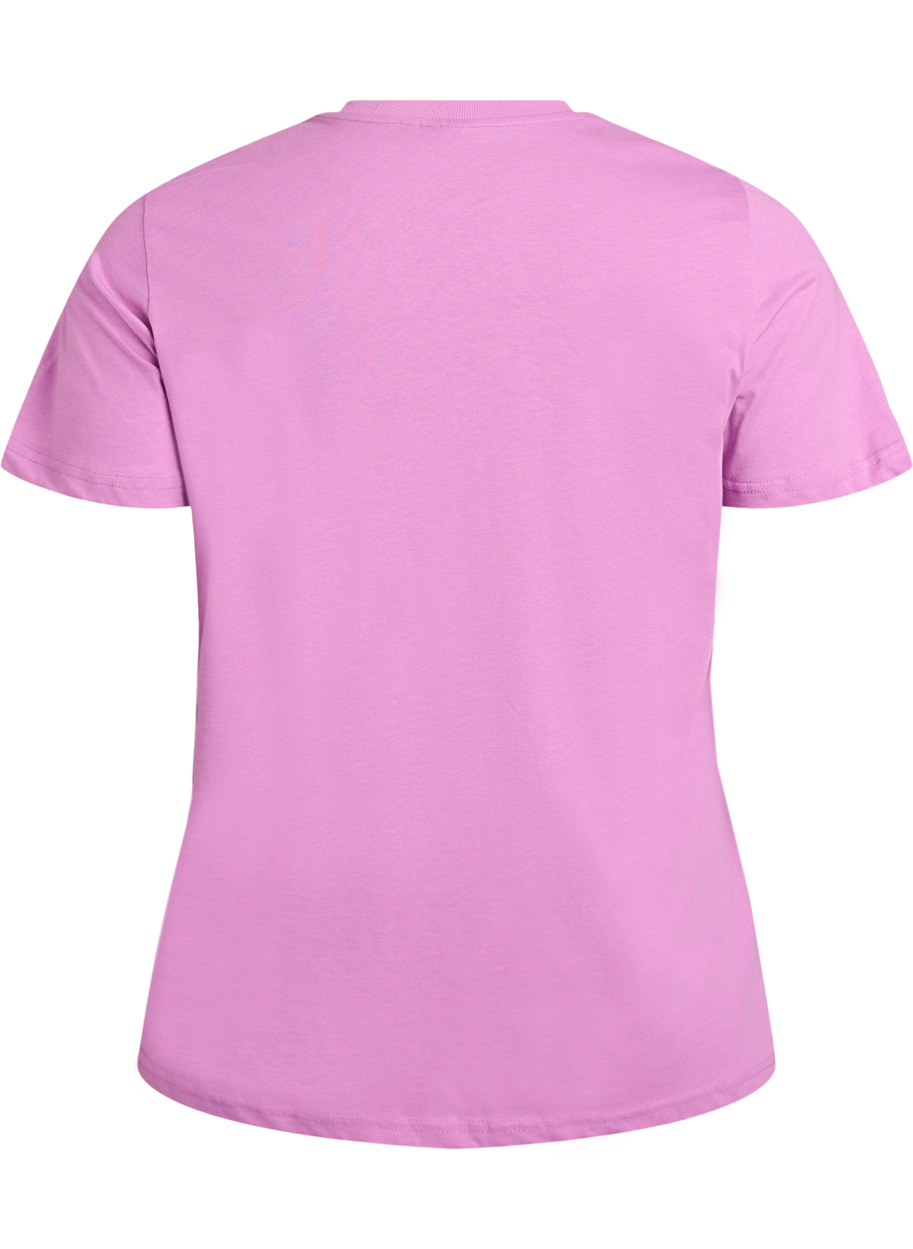 Zizzi Basic T-Shirt aus Baumwolle mit Rundhalsausschnitt, Lila, Packshot image number 1