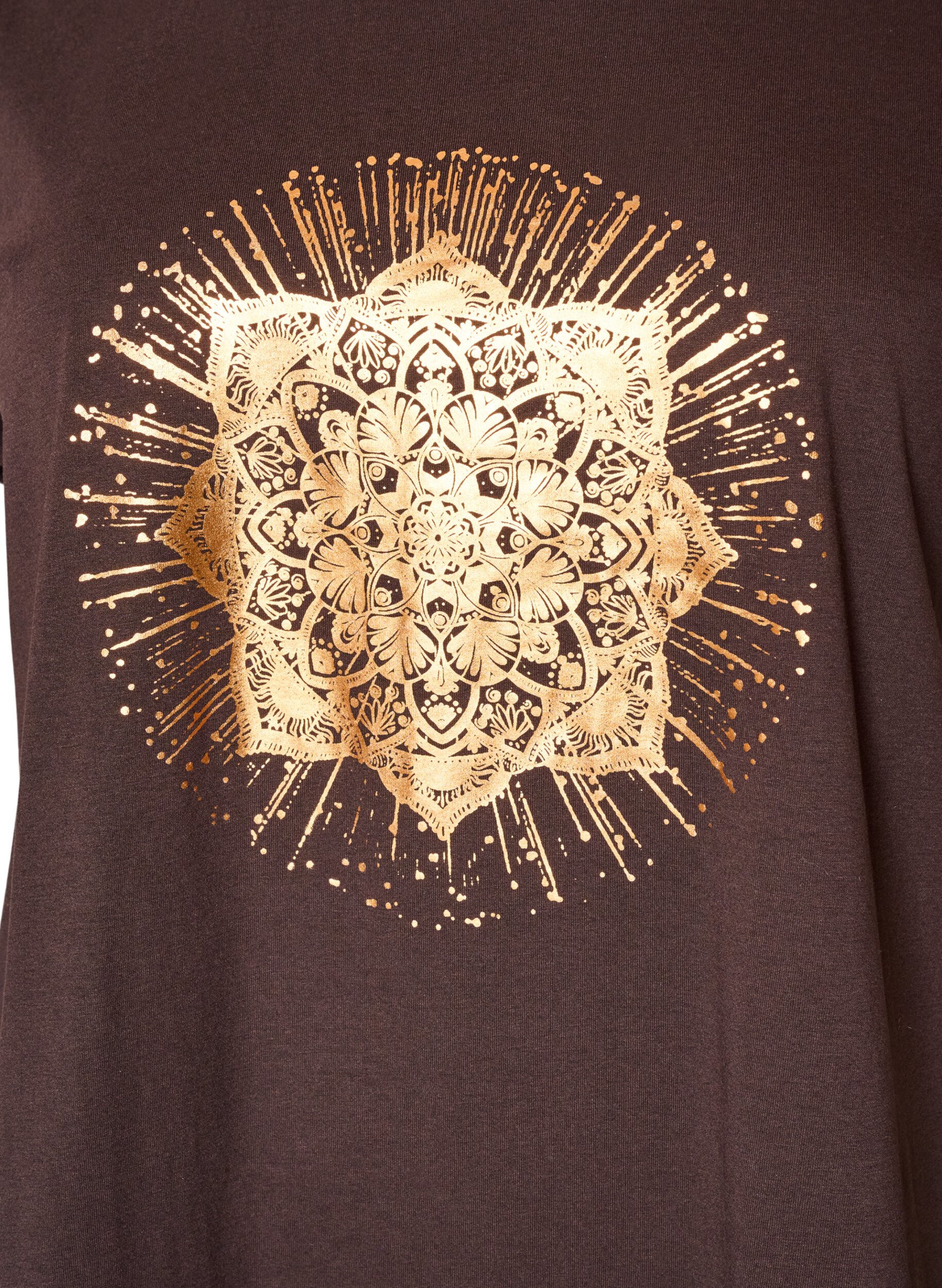 ZizziT-Shirt mit dekorativem Frontprint, Braun, Packshot image number 2