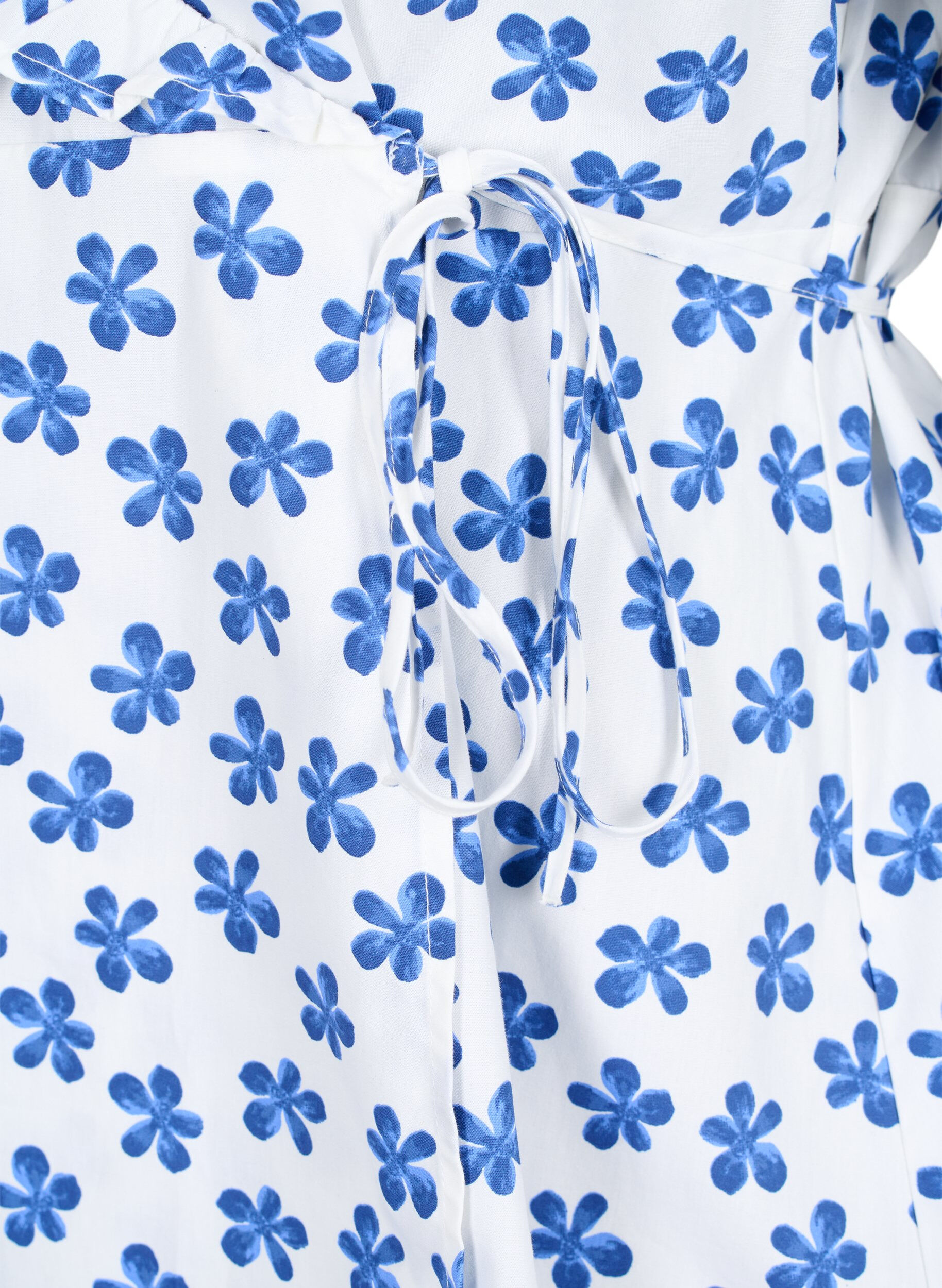 Zizzi Wickelbluse aus Baumwolle mit Blumendruck, B.White/Small Flower, Packshot image number 3